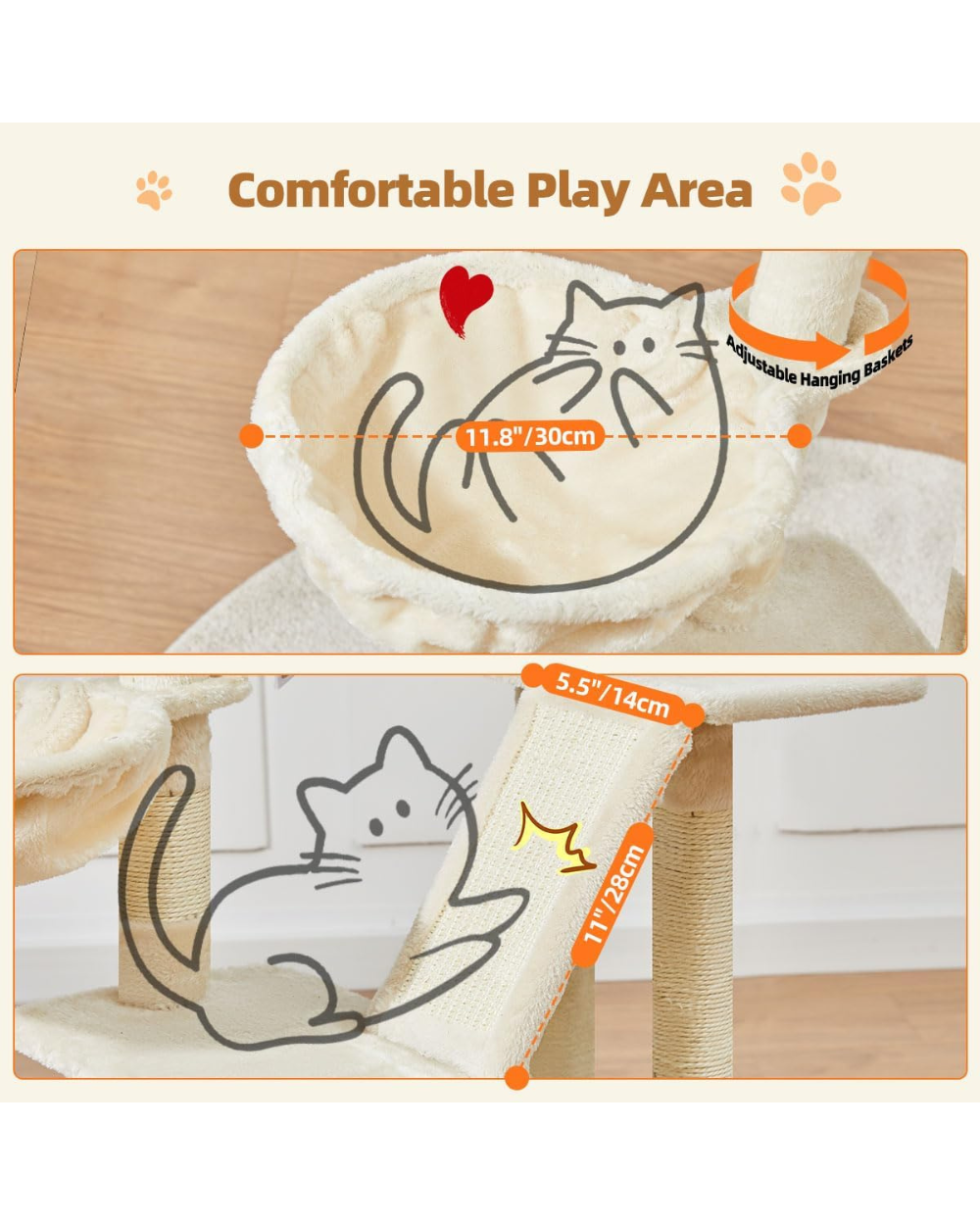 Taoqimiao Cat Tree 98cm Kitten Tower MS029SM Beige