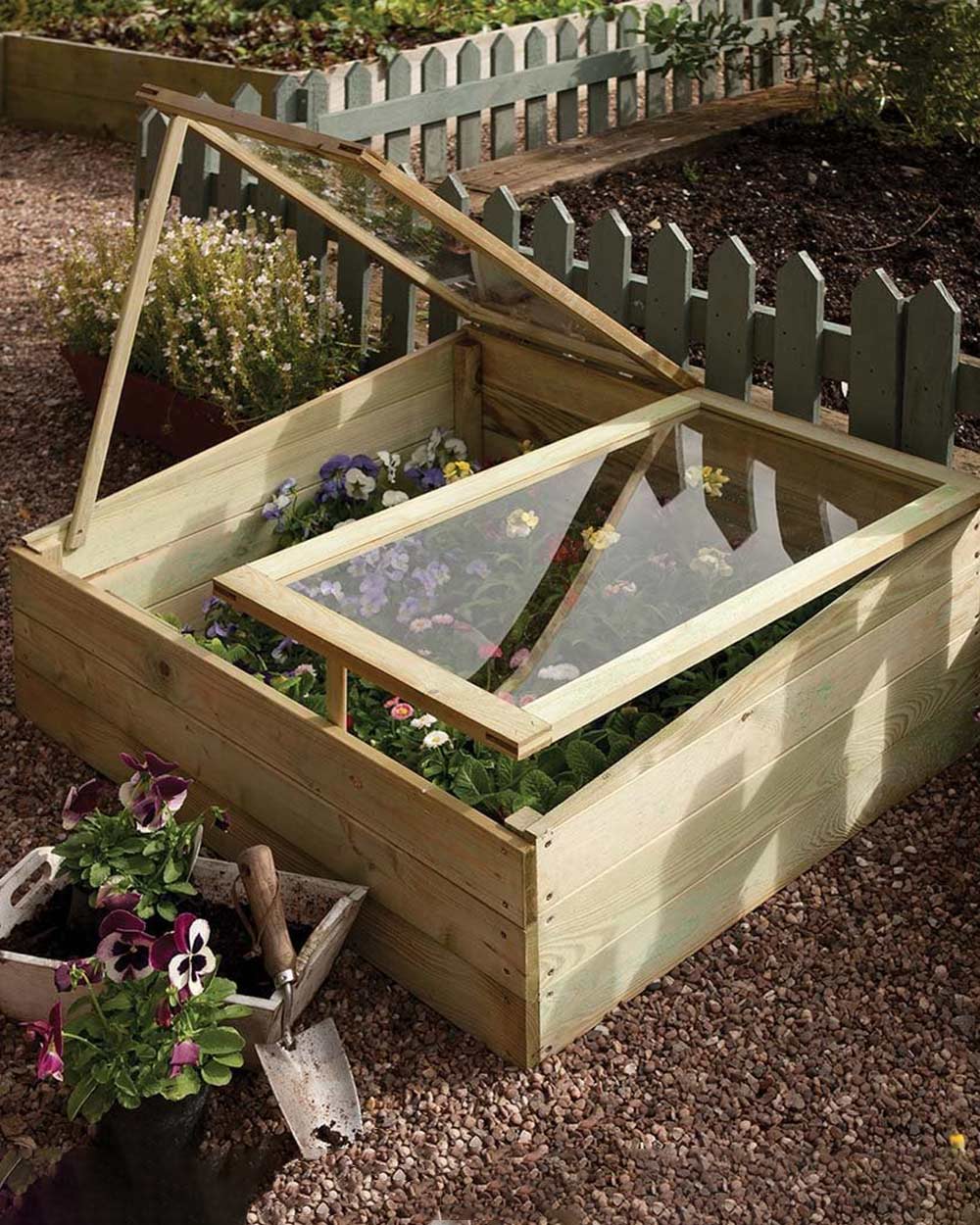Rowlinson Garden Timber Coldframe 2 Opening Lids