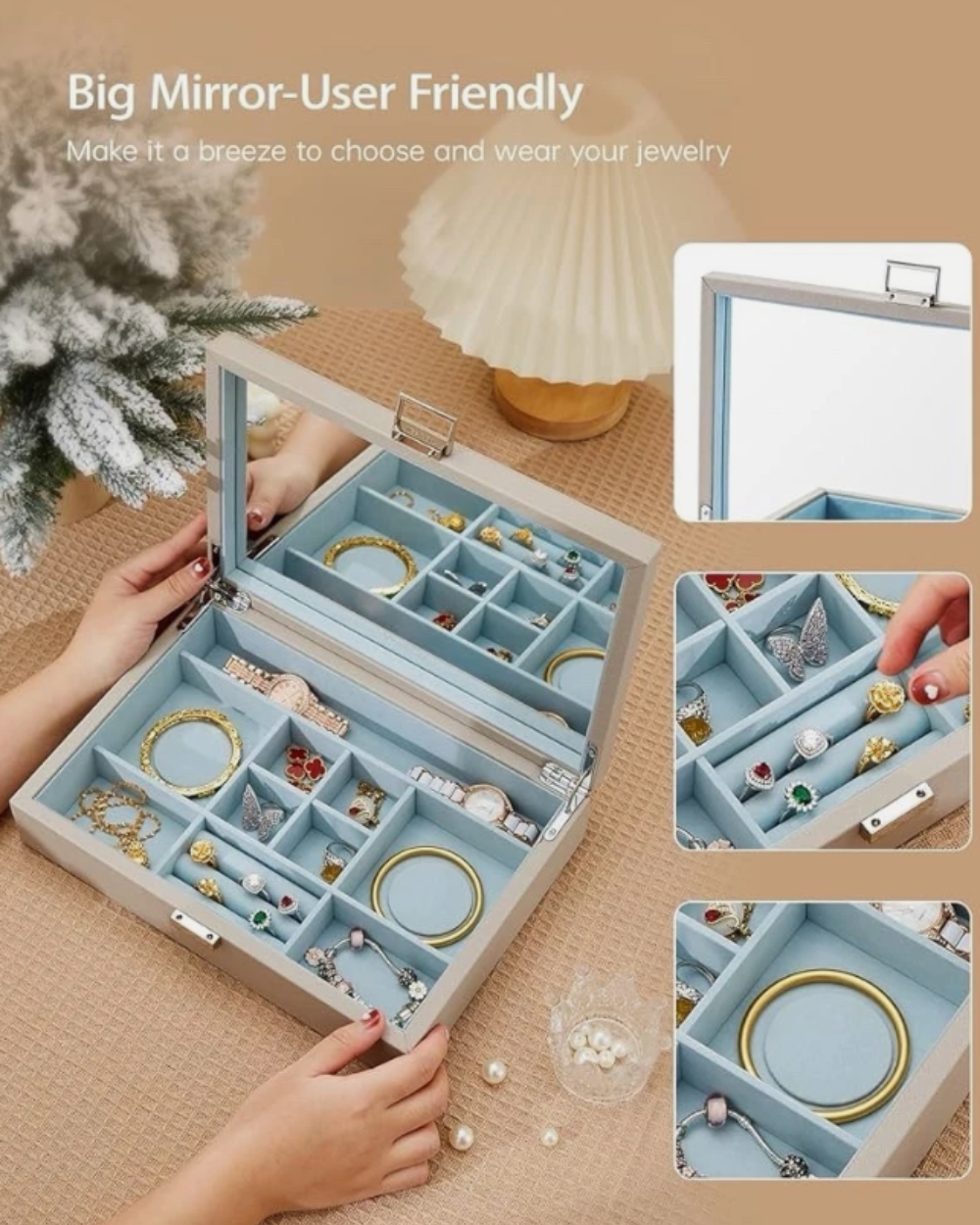 Vee Jewellery Box Organiser Grey