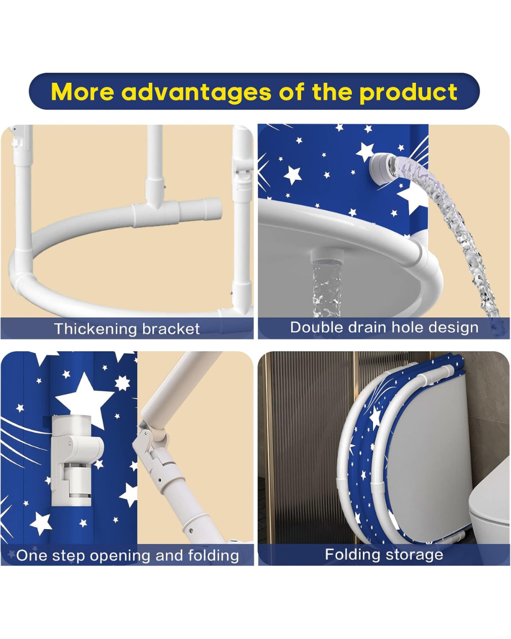 WARM&LOVE Portable Bathtub for Kids Non-Inflatable Foldable