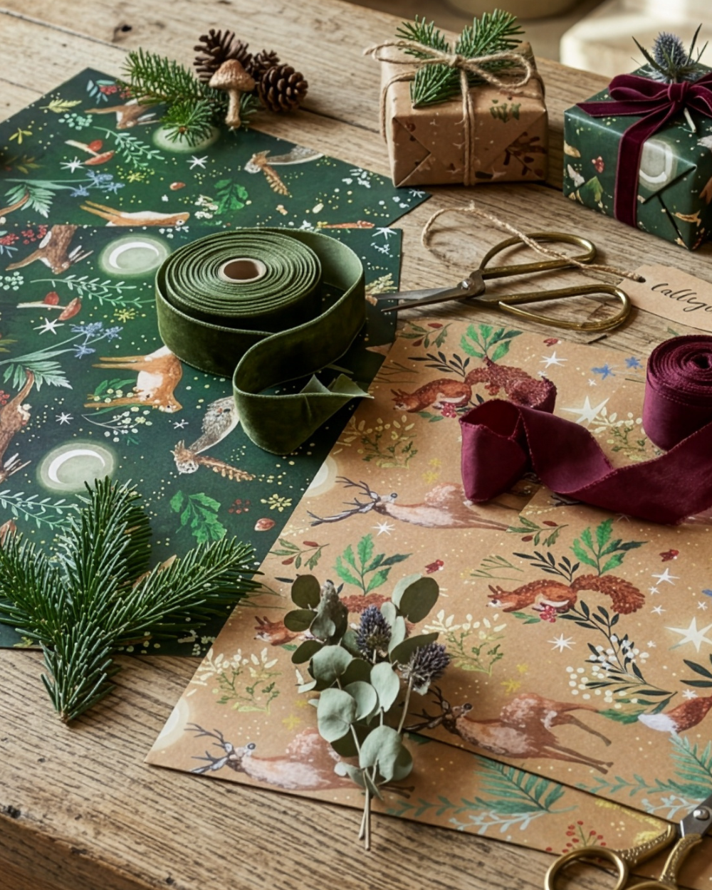 Festive Woodland Christmas Gift Wrap Set