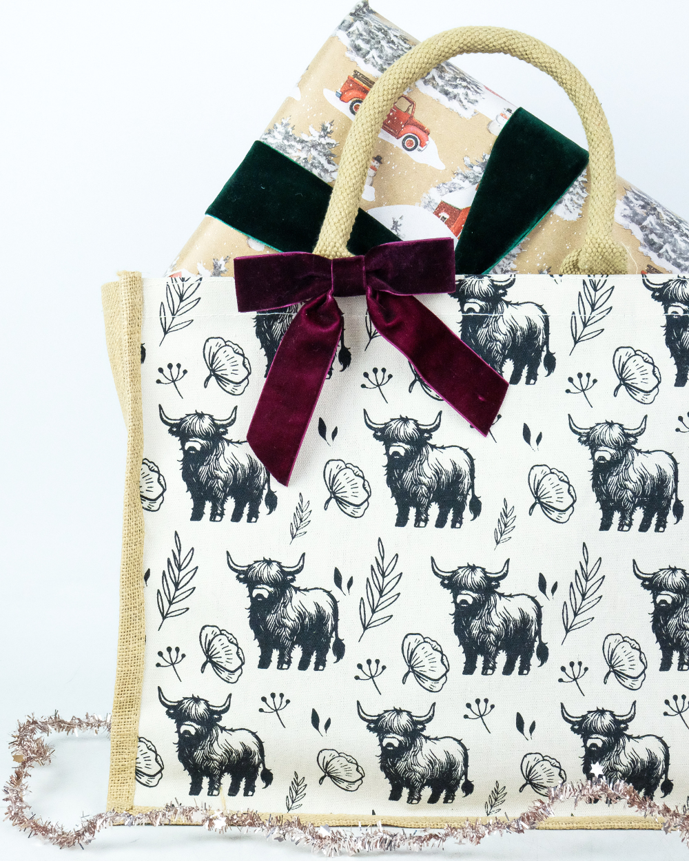 Highland Cow Jute Shopping Bag For Life 100% Biodegradable