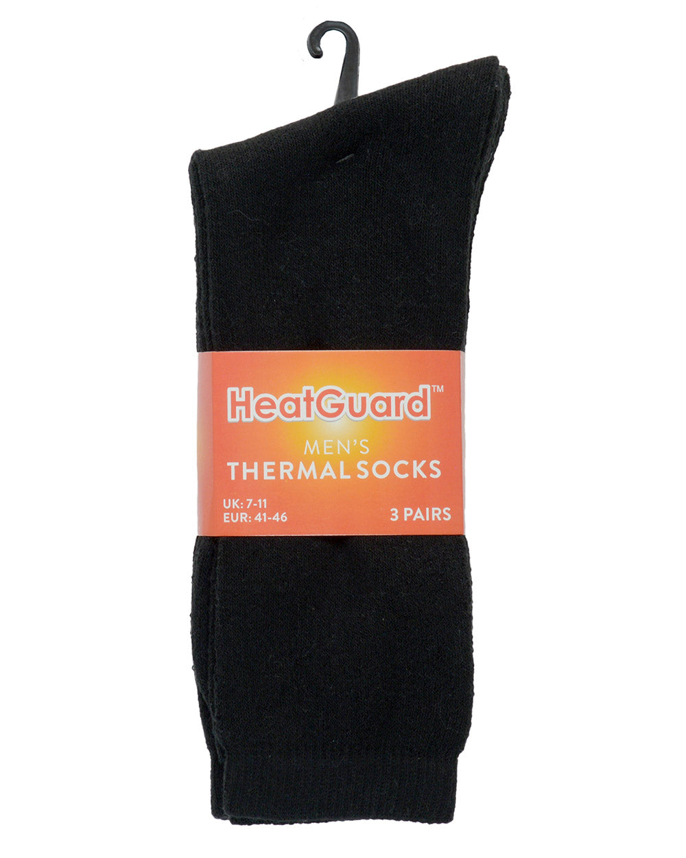 men's thermal socks heatguard 3 pairs 7-11 black soft