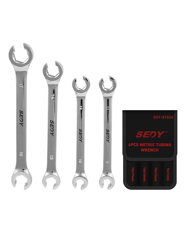 SEDY 4 Piece Set Metric Tubing Wrench with Case