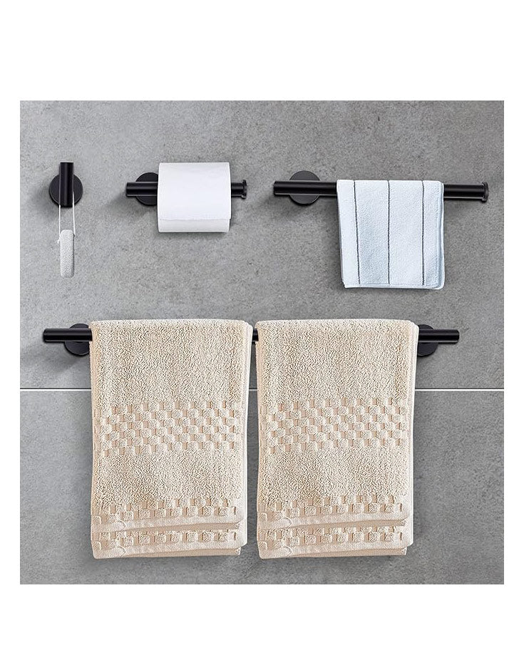 Bathroom Hardware Towel Bar Set Stainless Steel Black 4 Pack