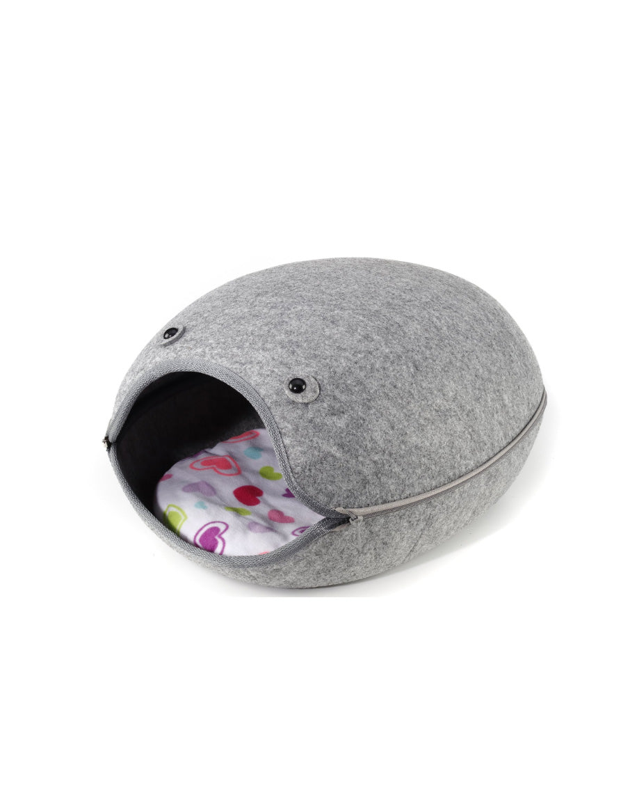 Cat House Igloo Bed Pet Cave with Cushion Grey