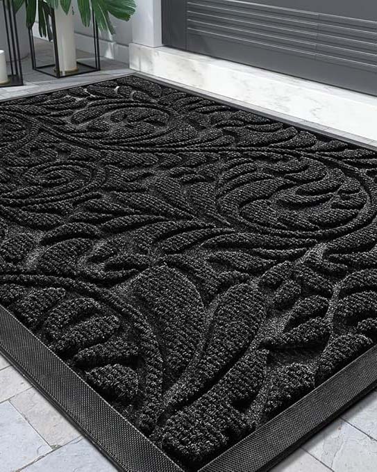 Door Mat Heavy Duty For Home Entrance 92 x 61 cm Black