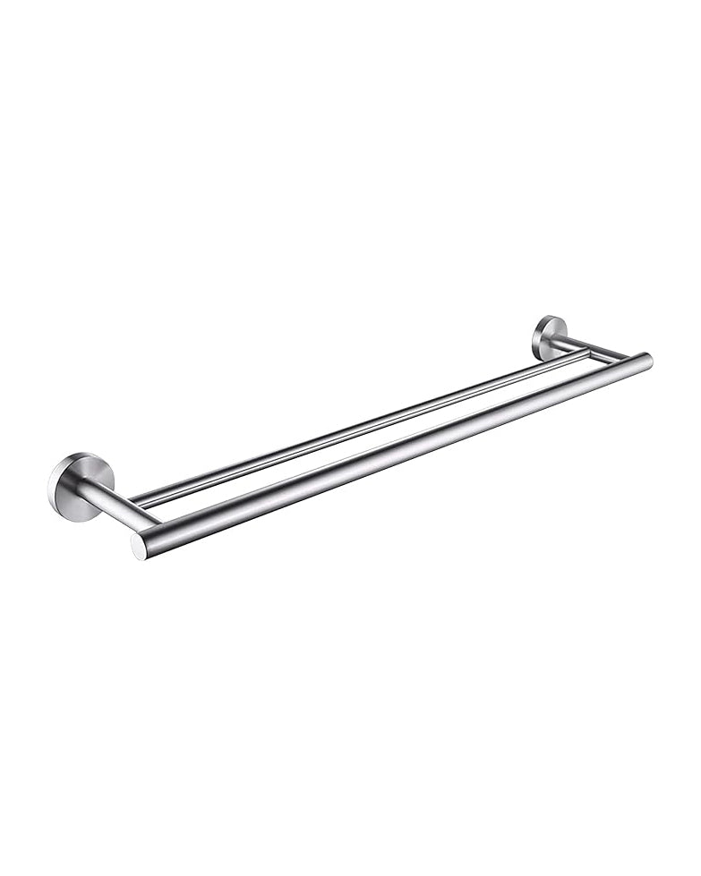 Double Towel Rail Wall Mounted Silver 58cm