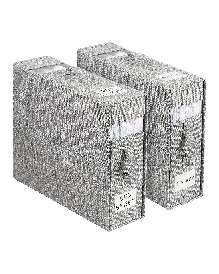 WELTRXE Bedding Storage Bed Sheet Organiser 2 Pack Grey