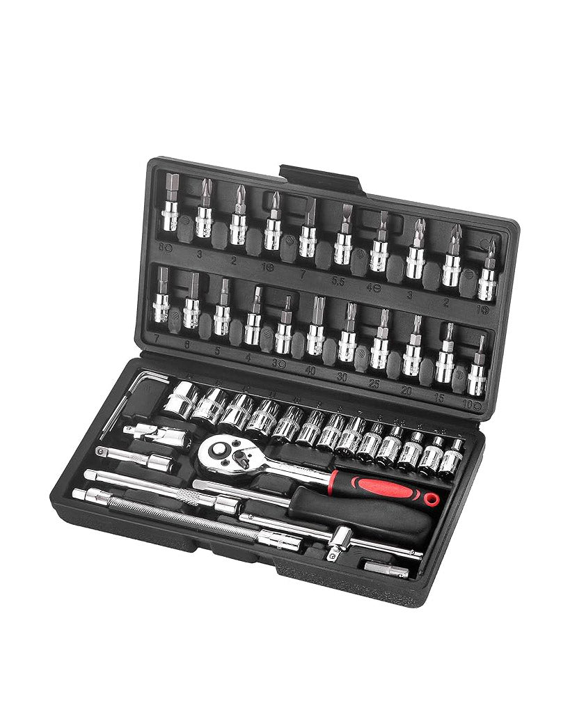 46 Piece Socket Wrench Set 1/4 Inch Drive Ratchet Set