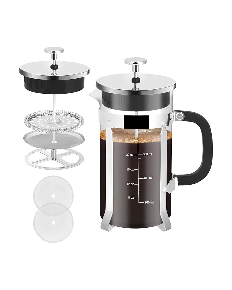 French Press Coffee Maker 34oz Glass Chrome