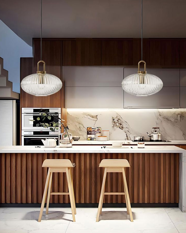 Clear Ribbed Glass Lamp Shade Pendant Light 300mm