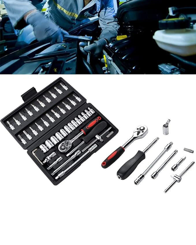 46 Piece Socket Wrench Set 1/4 Inch Drive Ratchet Set