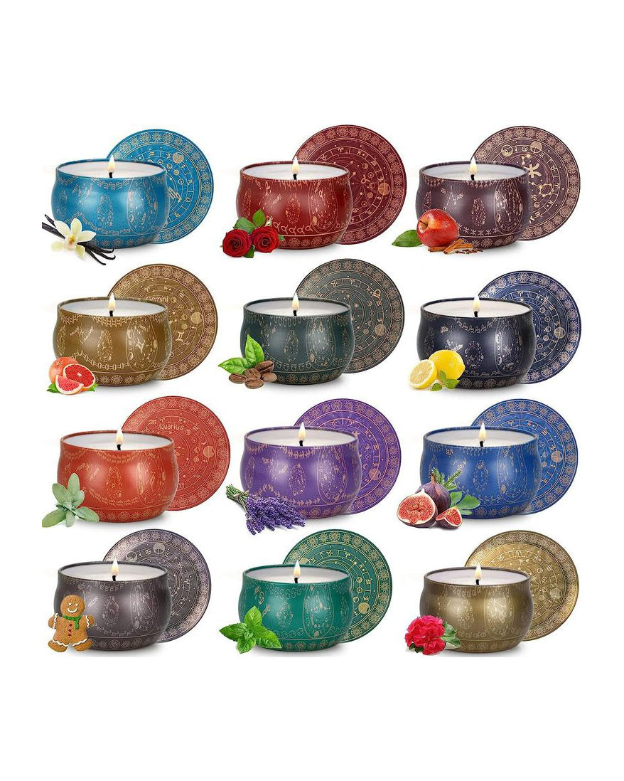 Duftkerzen Scented Candle 12- Piece Set  Natural Wax & Wick 