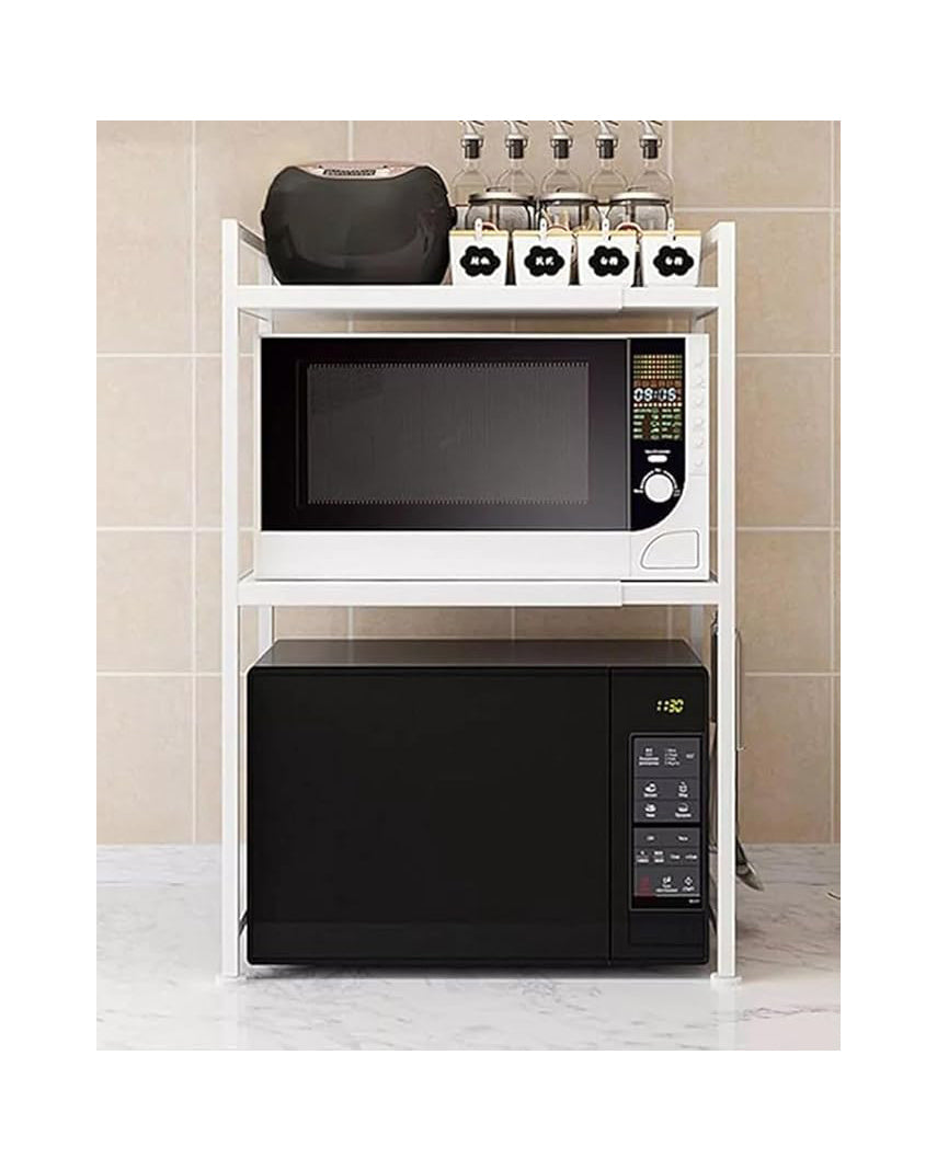 Expandable Microwave Shelf 3 Tier White