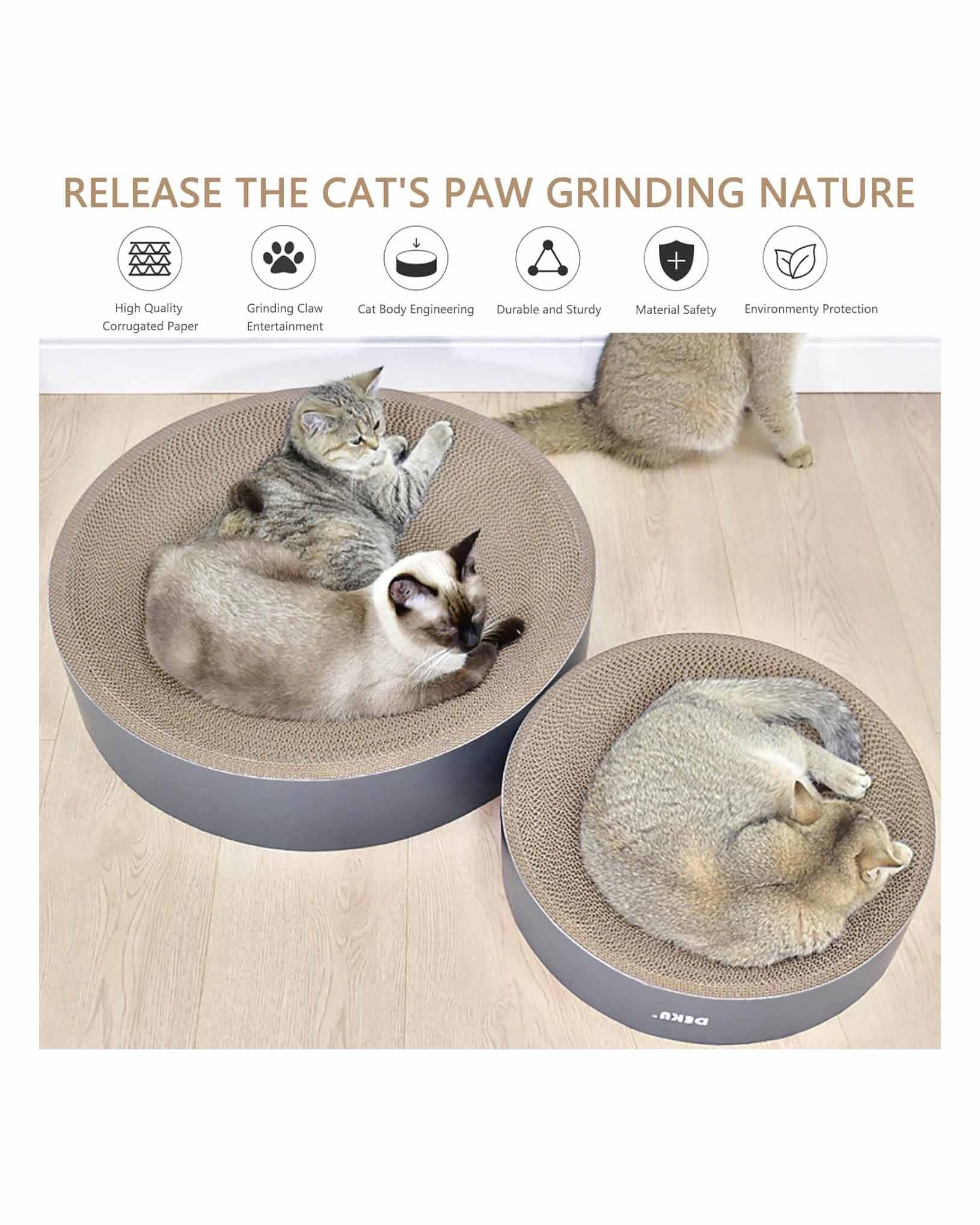 2 in 1 Cat Scratch Bed  Round Corrugated Cardboard Refill 50cm