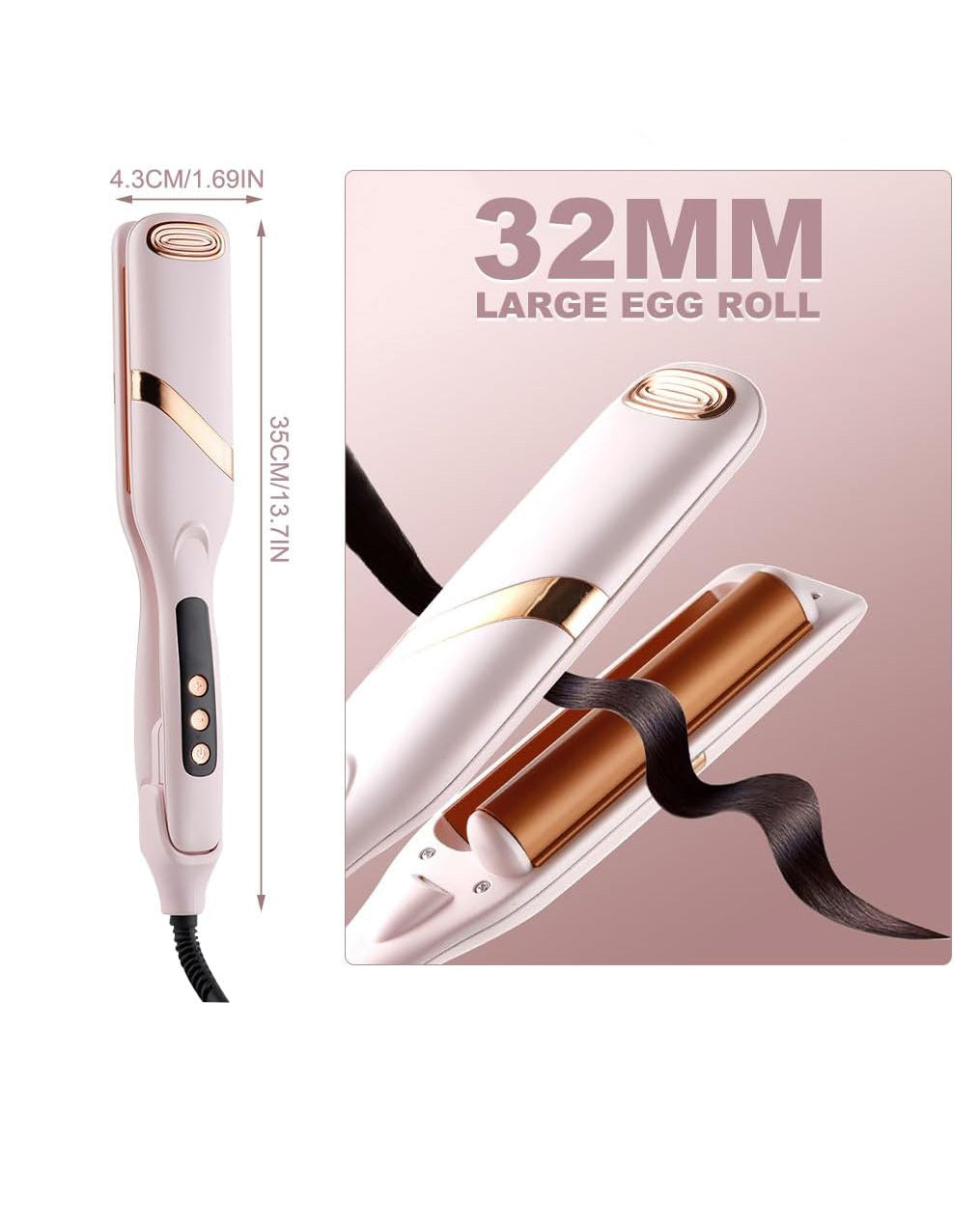 Professional Crimping Iron 32mm Wave Pink