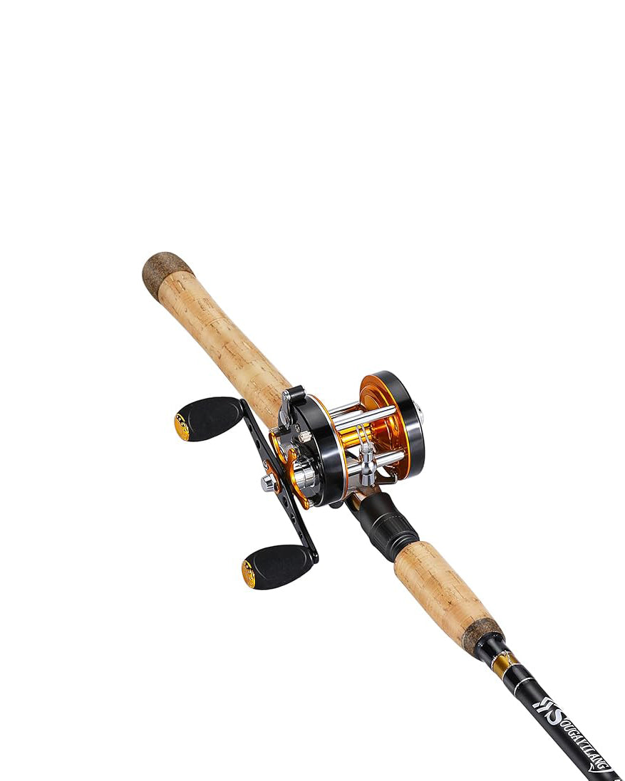 7’ Fishing Rod Reel Casting Combo Round Gold