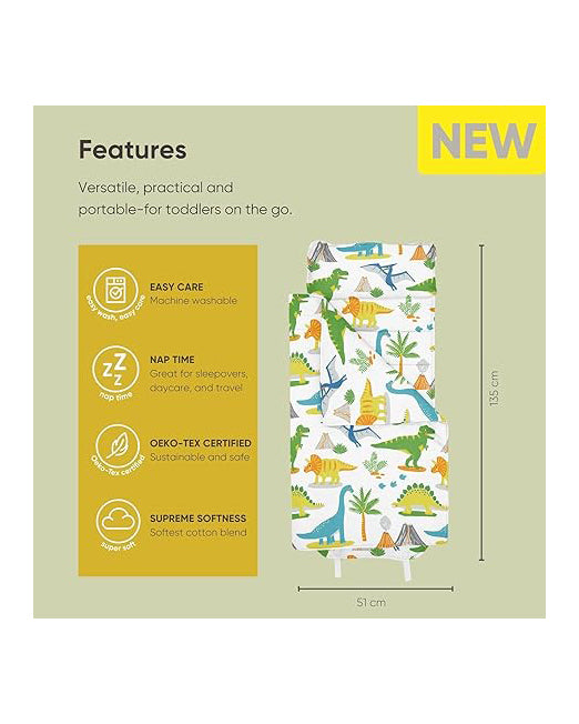 Bloomsbury Mill Dinosaur Nap Mat Kids Toddlers 135x50cm