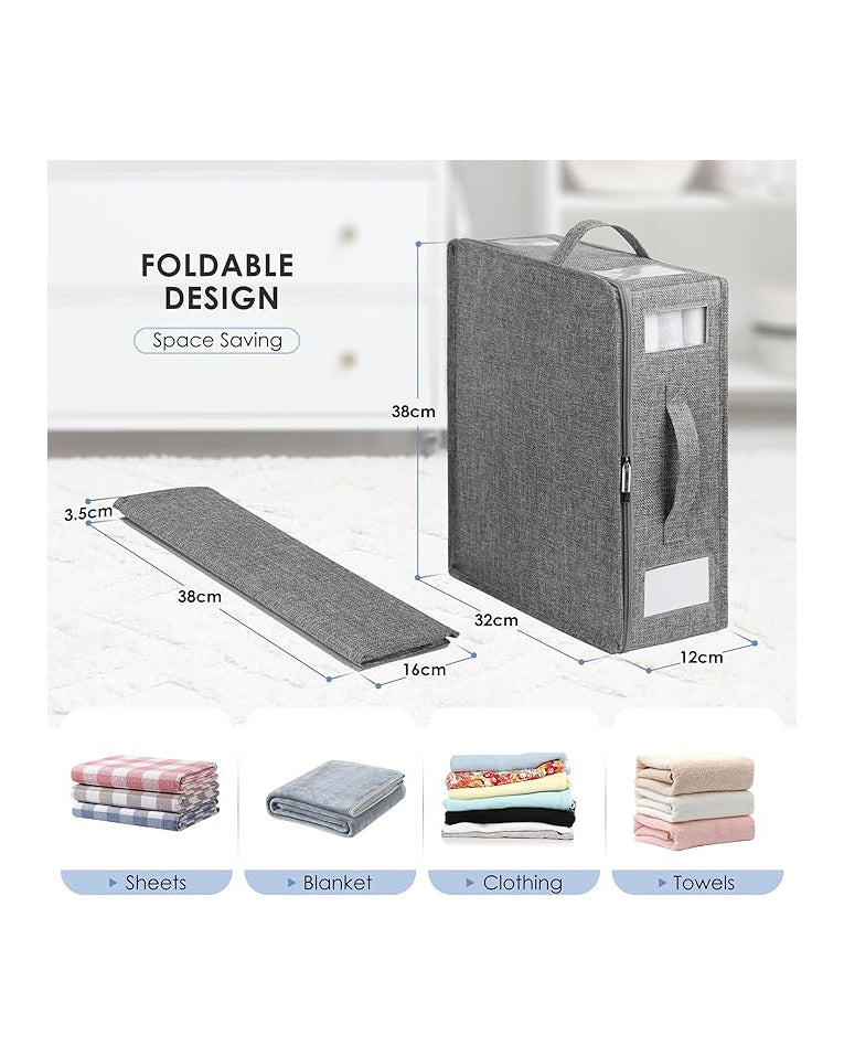 WELTRXE Bedding Storage Bed Sheet Organiser 4 Pack Grey