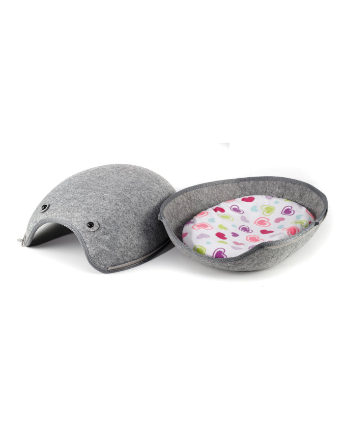 Cat House Igloo Bed Pet Cave with Cushion Grey