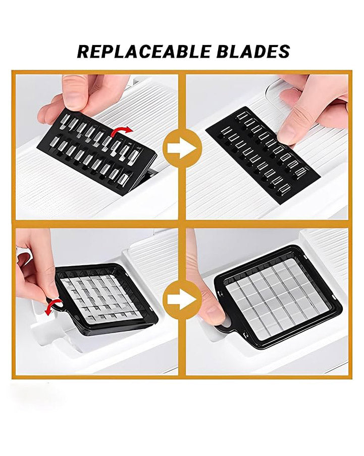 MEHROSH 9-in-1 Manual Vegetable Chopper Dicer White Black