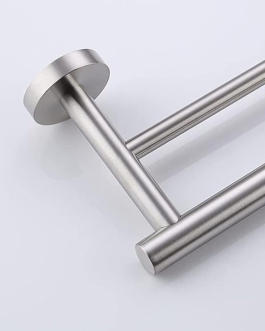 Double Towel Rail Wall Mounted Silver 50cm
