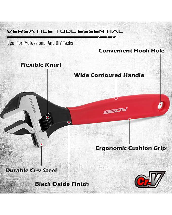 SEDY Adjustable Wrench Set Pipe Spanner: 6" 8" 10"