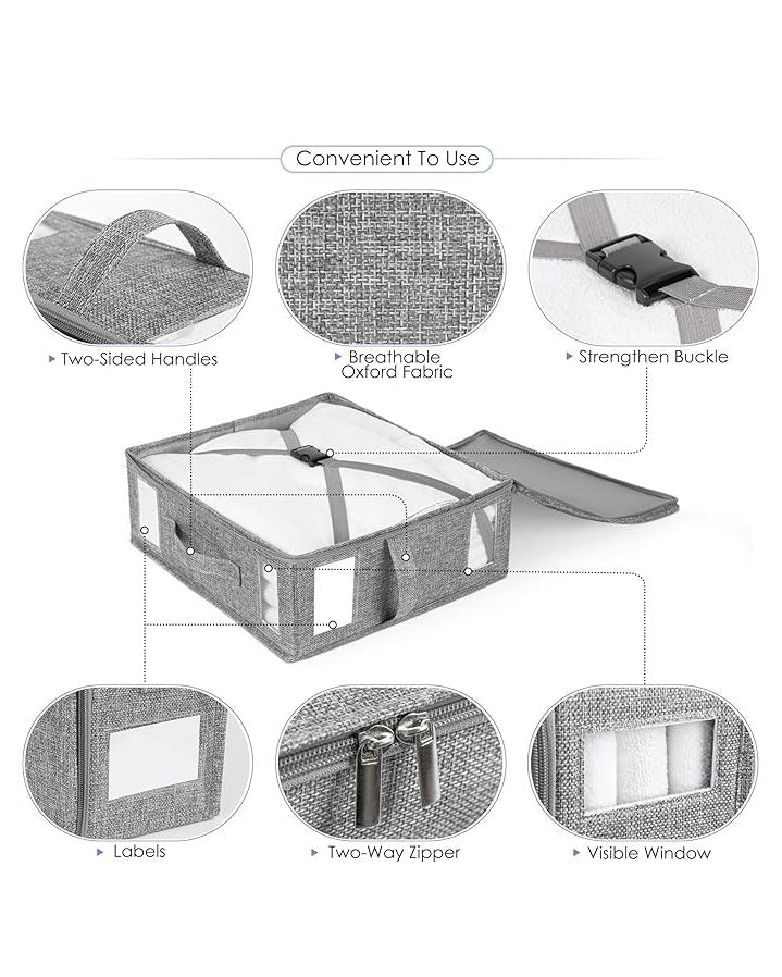 WELTRXE Bedding Storage Bed Sheet Organiser 4 Pack Grey
