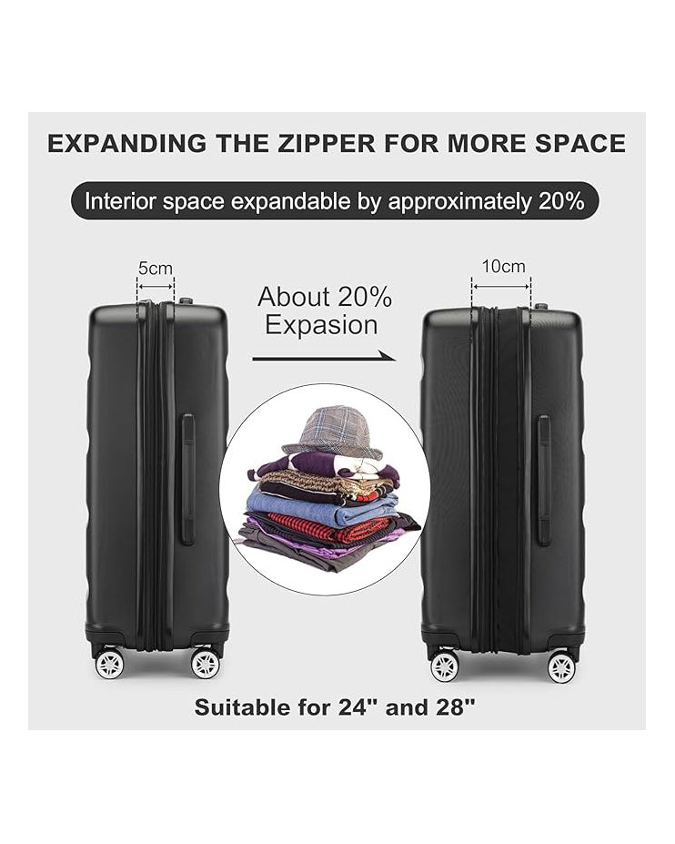 Kono 20 Inch Cabin Suitcase Lightweight Hard Shell Black