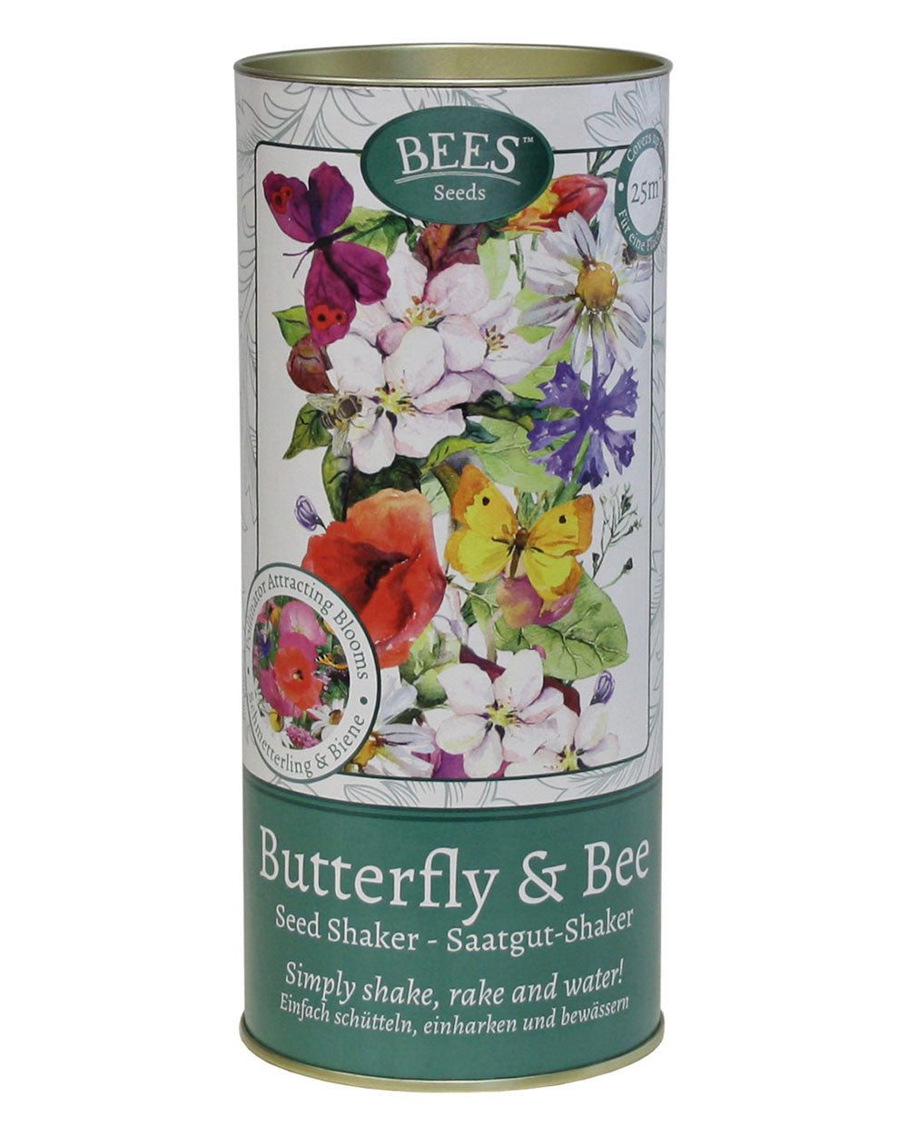 Butterfly and bee seed shaker tin seeds gift seed gift tin