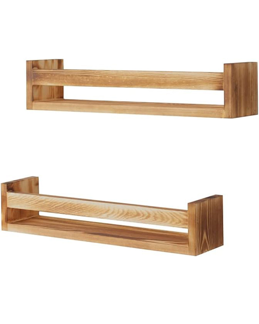 Pair of Rustic Wood Floating Shelves