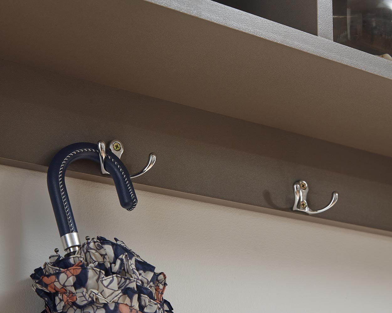 Storage Wall Rack With Coat Hooks, Grey
