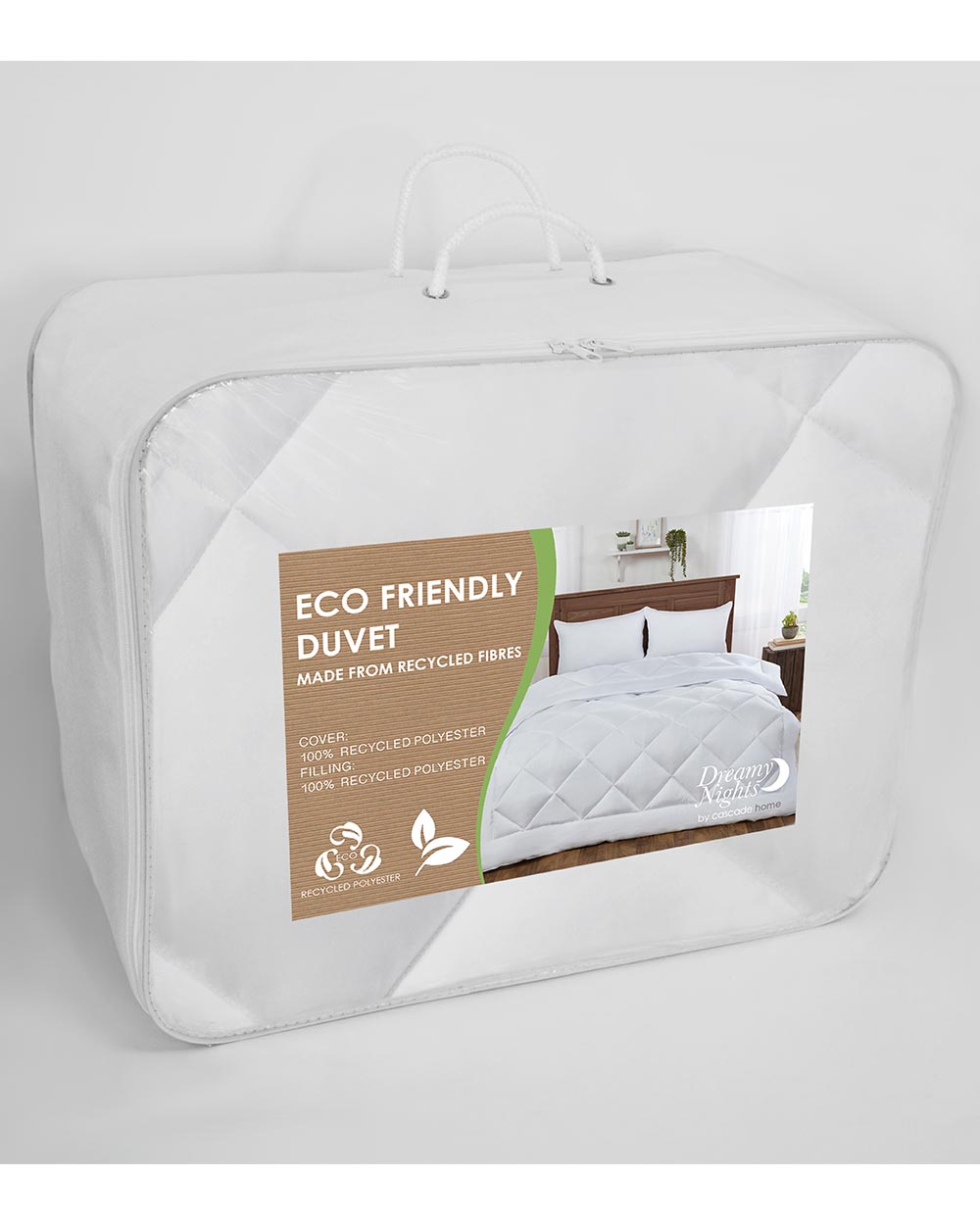 Everybody deserves a great night's sleep, this Eco Friendly Double Duvet 10.5 Tog provides that cosy feeling helping you sleep soundly.   This double duvet fits any standard size double bed comfortably. Measuring 200 cm x 200 cm this duvet gives just the right amount of drape for maximum comfort.