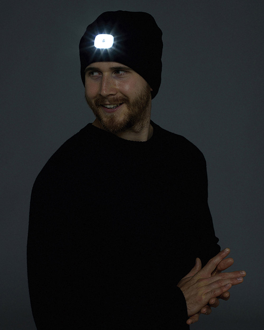 LED Beanie Hat Black Light Up Head Torch