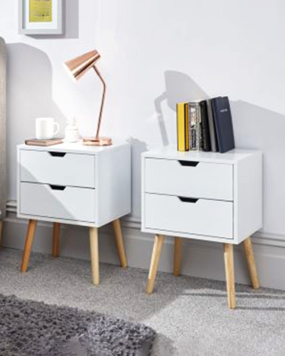 Nyborg Pair Of 2 Drawer Bedsides White