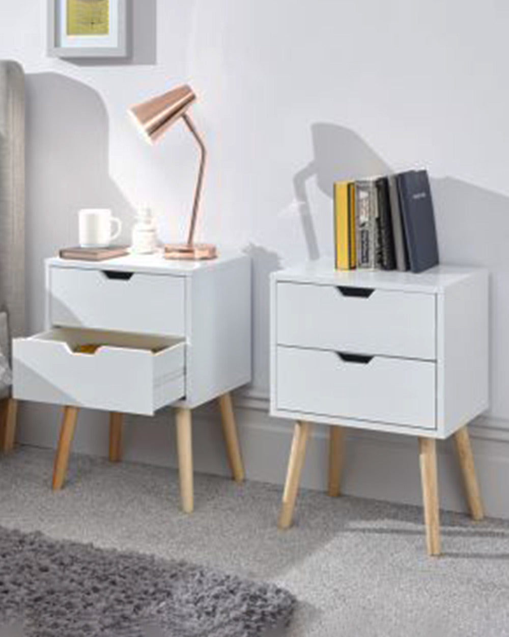 Nyborg Pair Of 2 Drawer Bedsides White