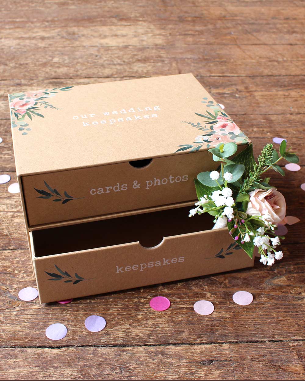 Wedding Keepsake Box 2 Drawer, Floral