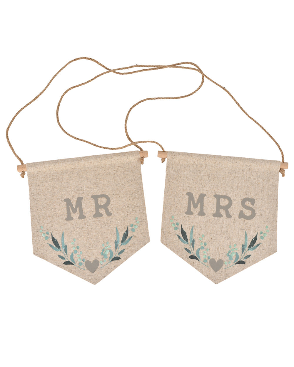 Mr & Mrs Wedding Chair Signs Leaf Print