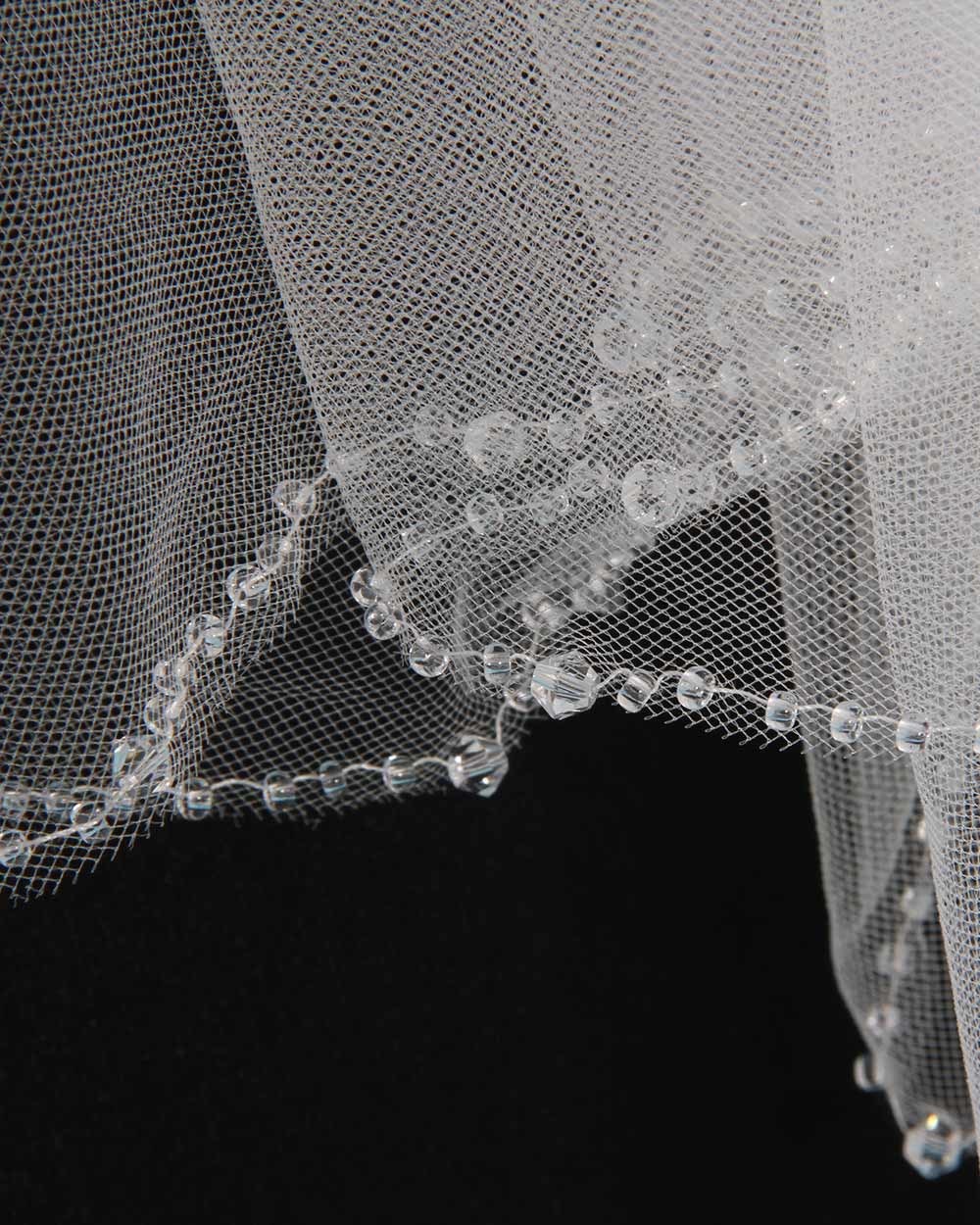 Wedding Veil 2 Tier Beaded Edge Ivory