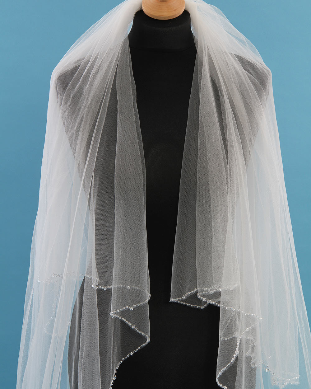 Wedding Veil 2 Tier Beaded Edge Ivory