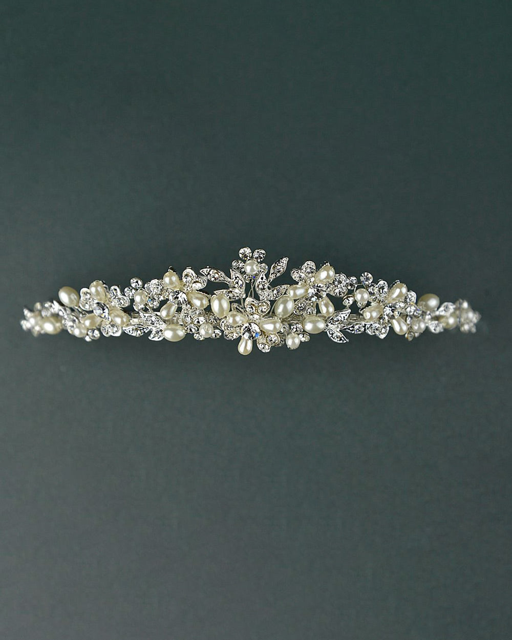 Wedding Tiara Floral With Diamantes, Pearls