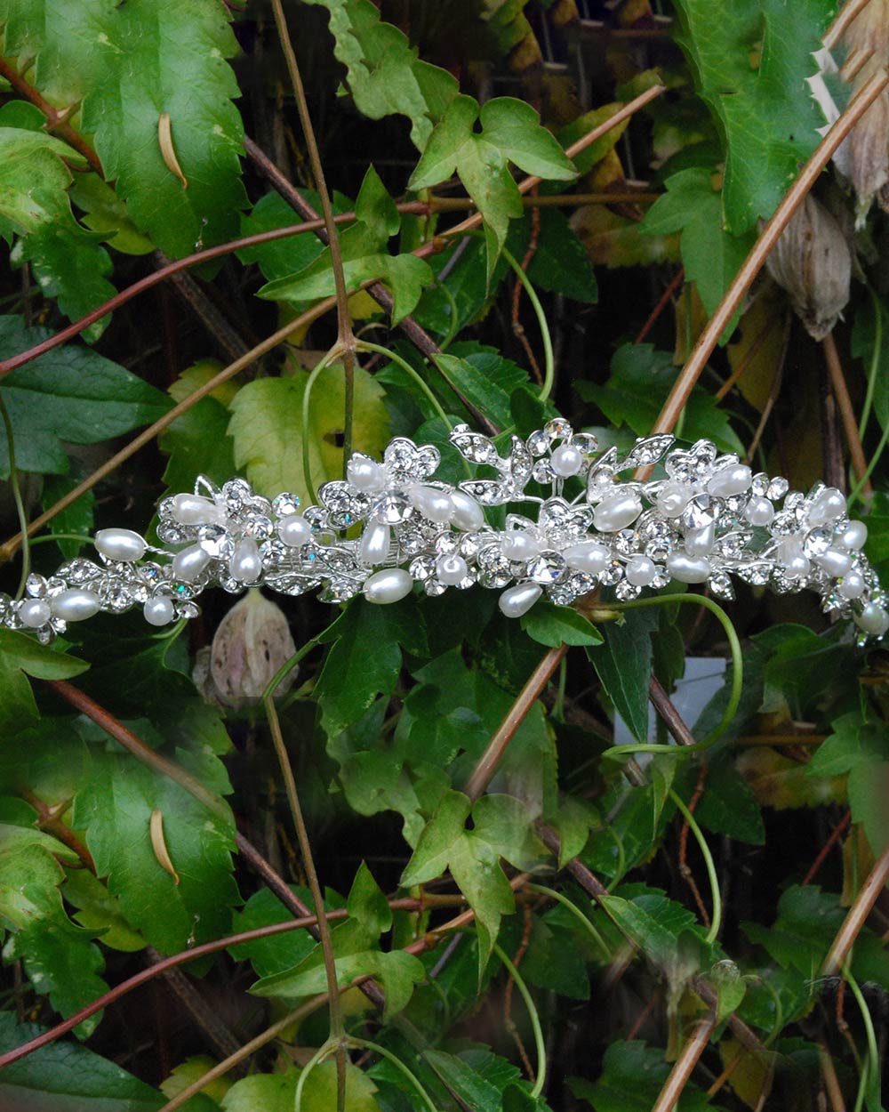 Wedding Tiara Floral With Diamantes, Pearls