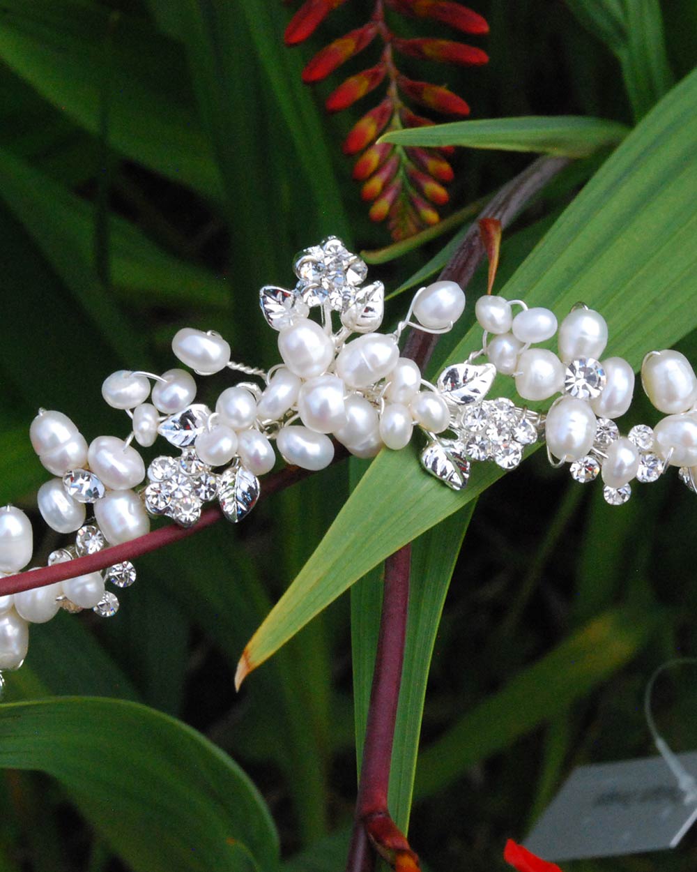 Wedding Tiara Pearl Diamante Floral 2.5cm