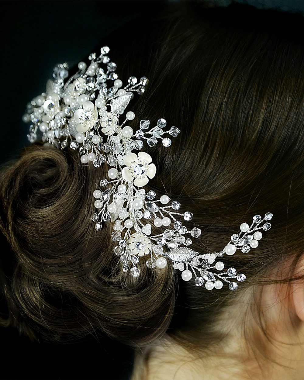 Wedding Hair Vine Floral Diamante Pearl