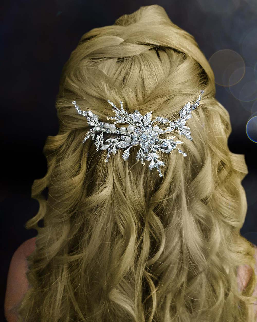 Wedding Hair Comb Floral Frosted Leaf