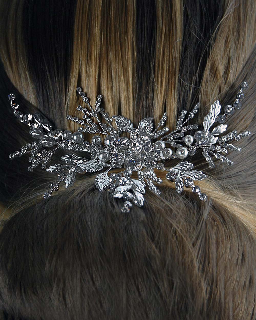 Wedding Hair Comb Floral Frosted Leaf
