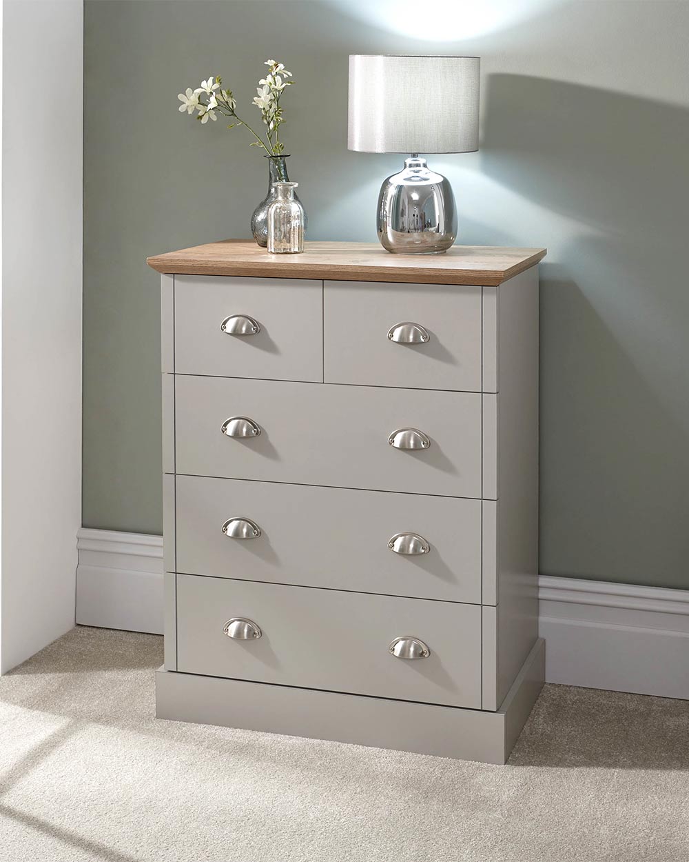 2 + 3 Chest Of Drawers Grey With Oak Effect lifestyle GFW