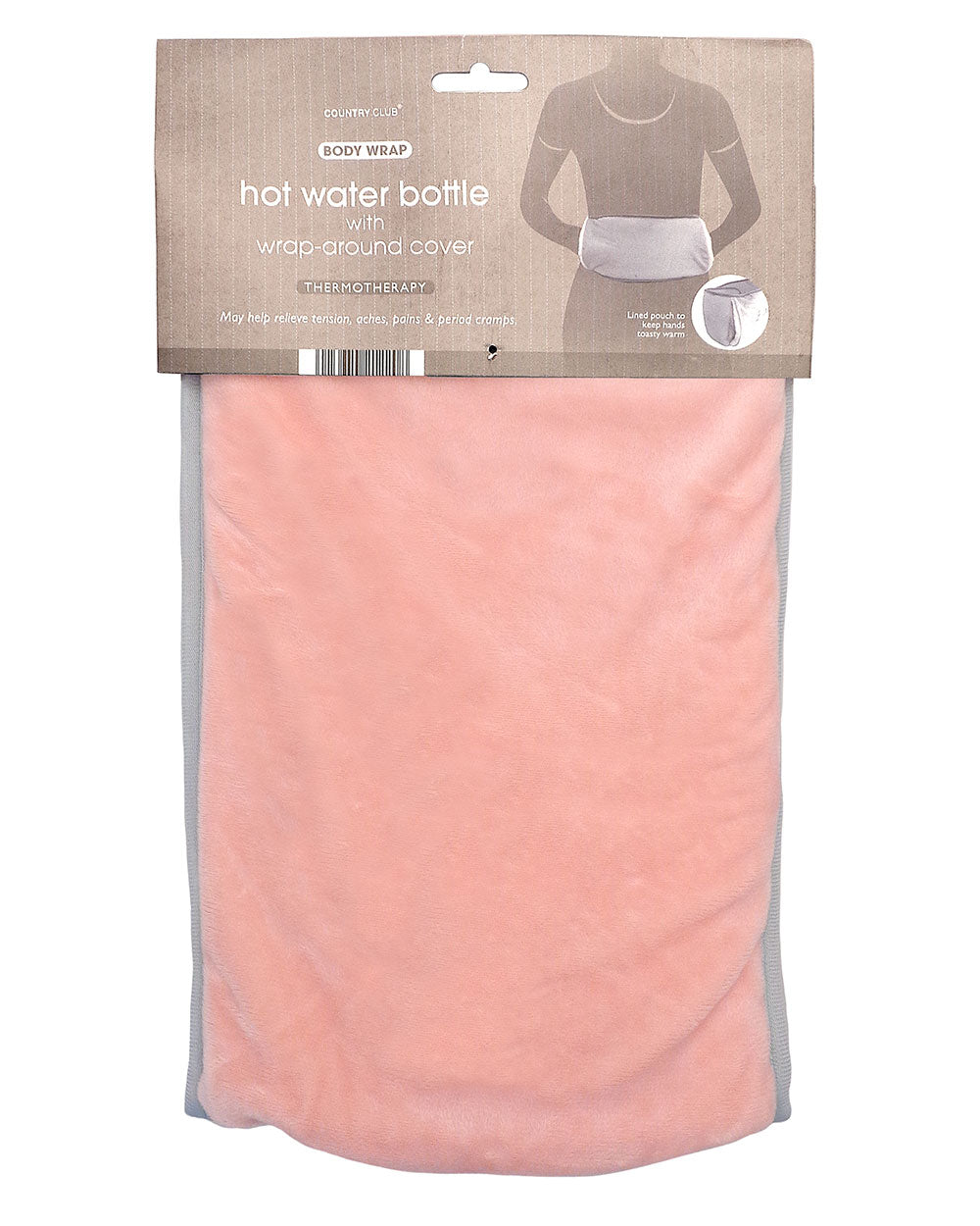 Hot Water Bottle Soft Body Wrap, Pink. Photo in packaging