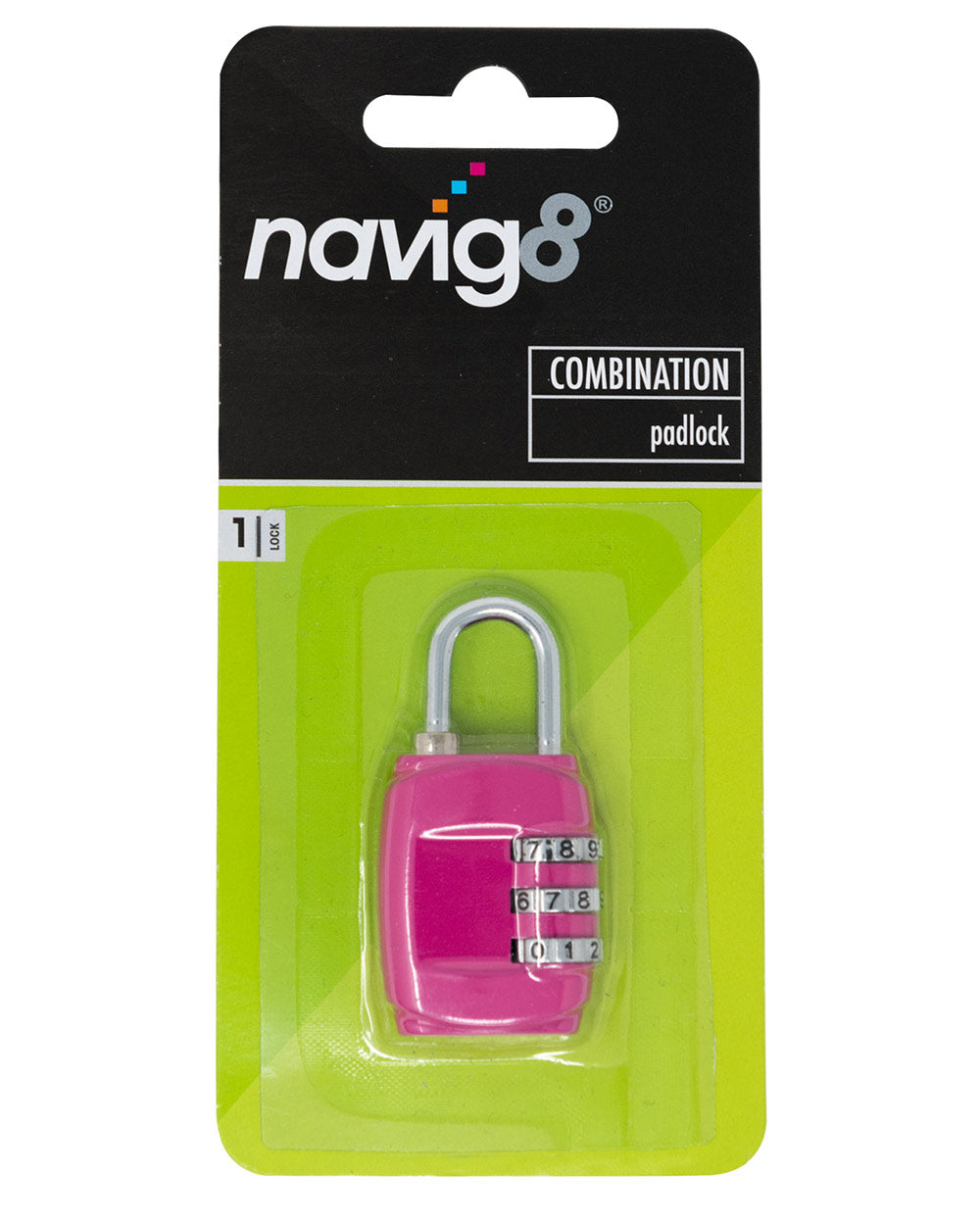 Combination Padlock Suitcase Travel Pink in packaging on a white back ground
